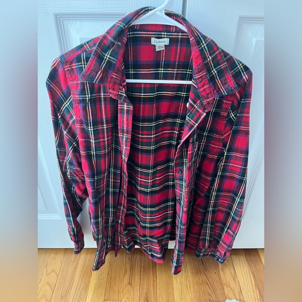 L.L. Bean Red Plaid Flannel Shirt